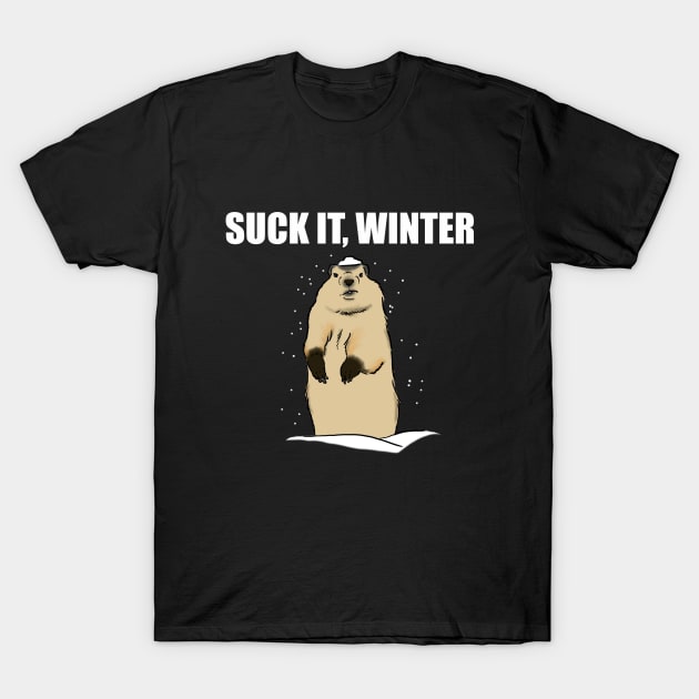 Funny Groundhog Day, Angry Groundhog, I Hate Winter T-Shirt by sockdogs